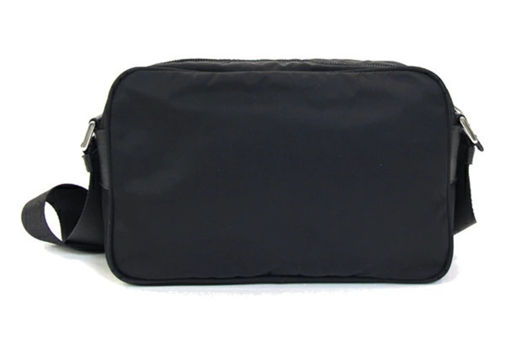 Prada Shoulder Bag Handbag Black Re Clutch Crossbody Leather Black